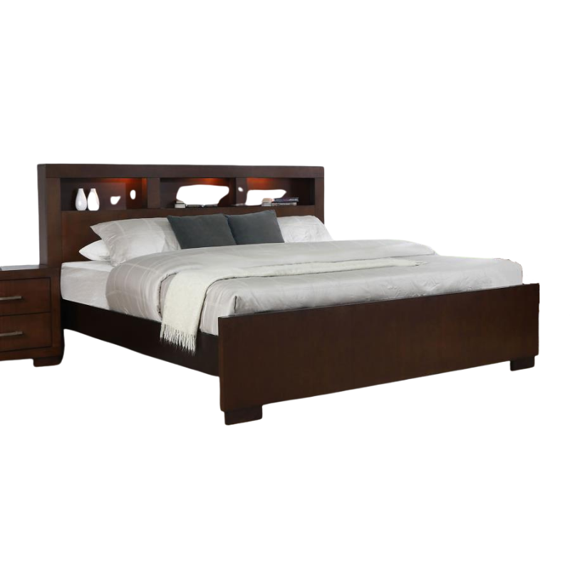 Jessica Cappuccino LED Bookcase Contemporary Bed - 200719Q