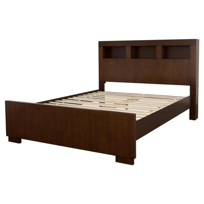 Jessica Cappuccino LED Bookcase Contemporary Bed - 200719Q