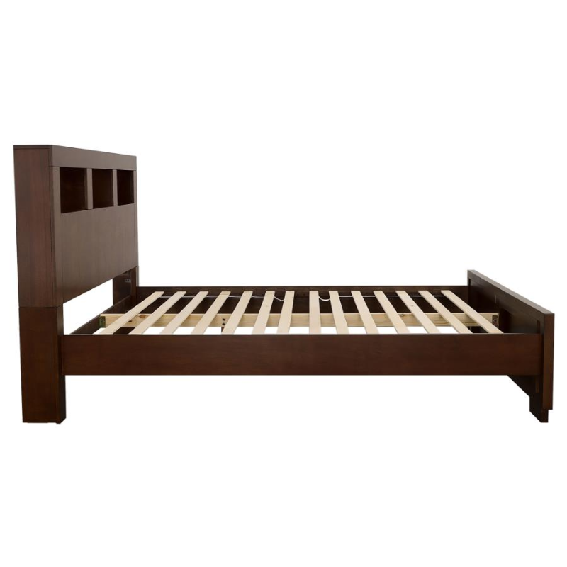 Jessica Cappuccino LED Bookcase Contemporary Bed - 200719Q