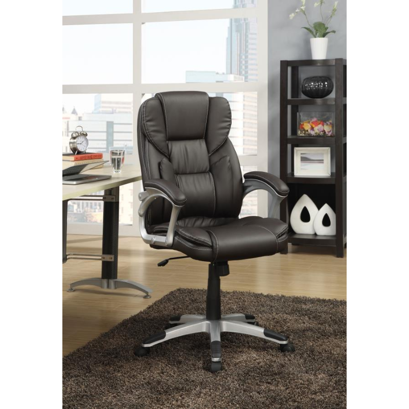 Kaffir Upholstered Adjustable Office Desk Chair Dark Brown – 800045