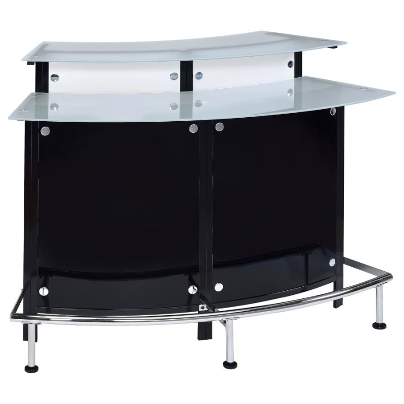 Keystone Curved Glass Top Home Bar Wine Cabinet Black – 100139