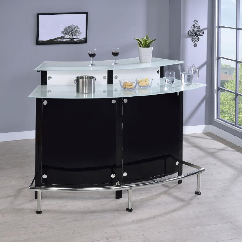 Keystone Curved Glass Top Home Bar Wine Cabinet Black – 100139