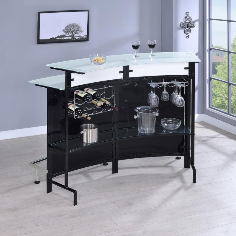 Keystone Curved Glass Top Home Bar Wine Cabinet Black – 100139