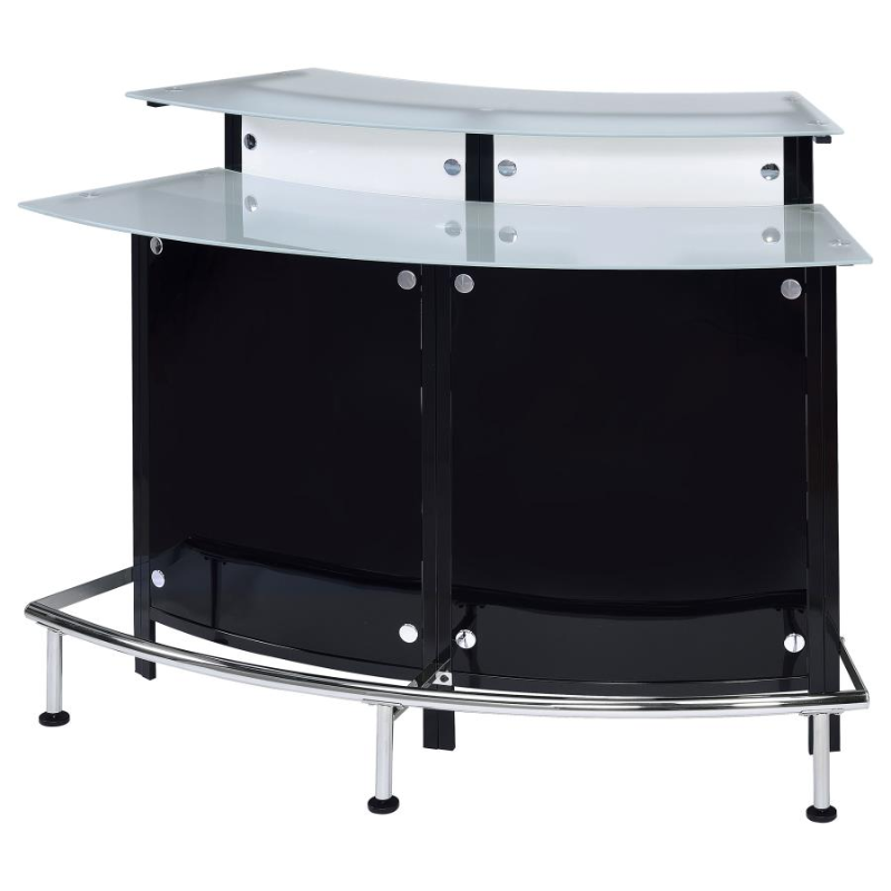 Keystone Curved Glass Top Home Bar Wine Cabinet Black – 100139