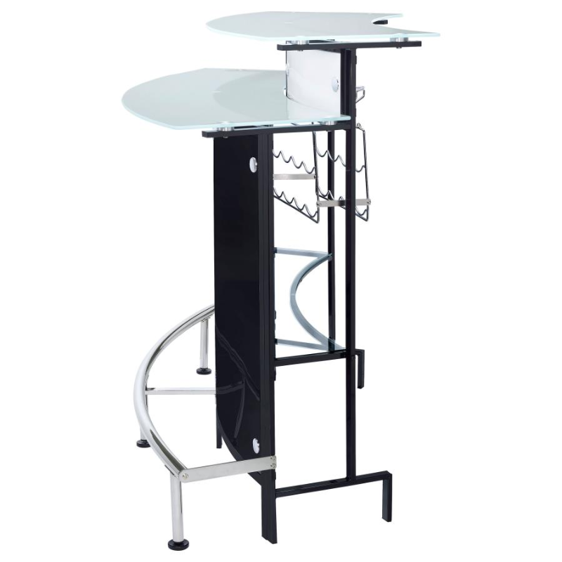 Keystone Curved Glass Top Home Bar Wine Cabinet Black – 100139
