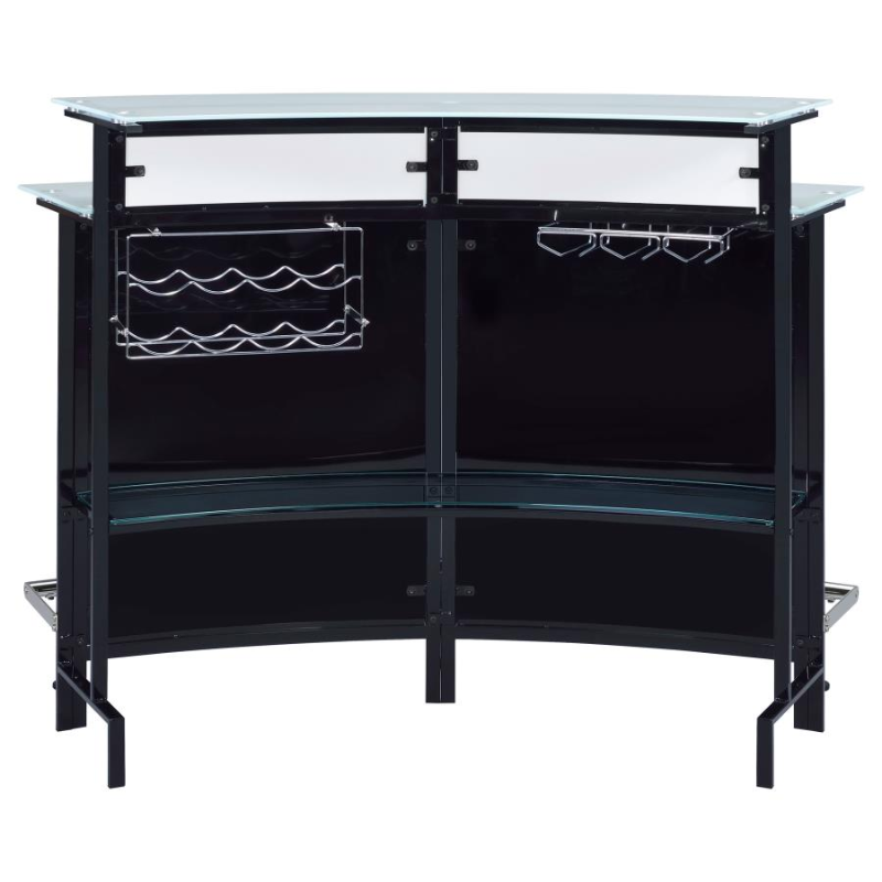 Keystone Curved Glass Top Home Bar Wine Cabinet Black – 100139