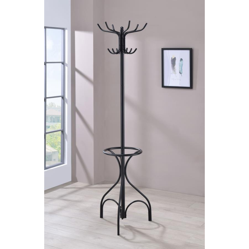 Kiefer Collection 12-Hook Freestanding Metal Coat Rack Black 900821
