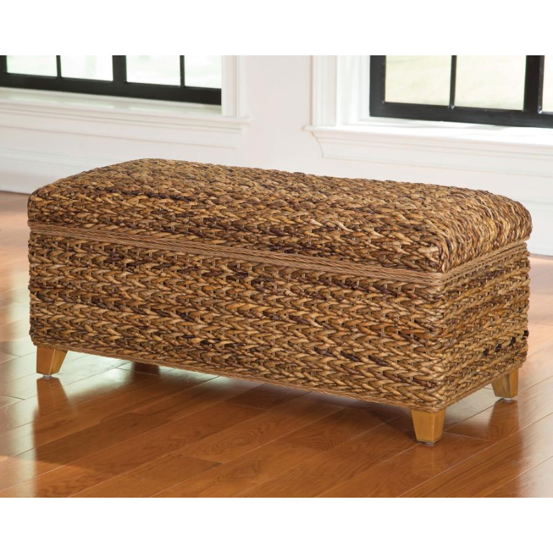 Laughton Hand-Woven Banana Leaf Storage Bench Amber - 500215
