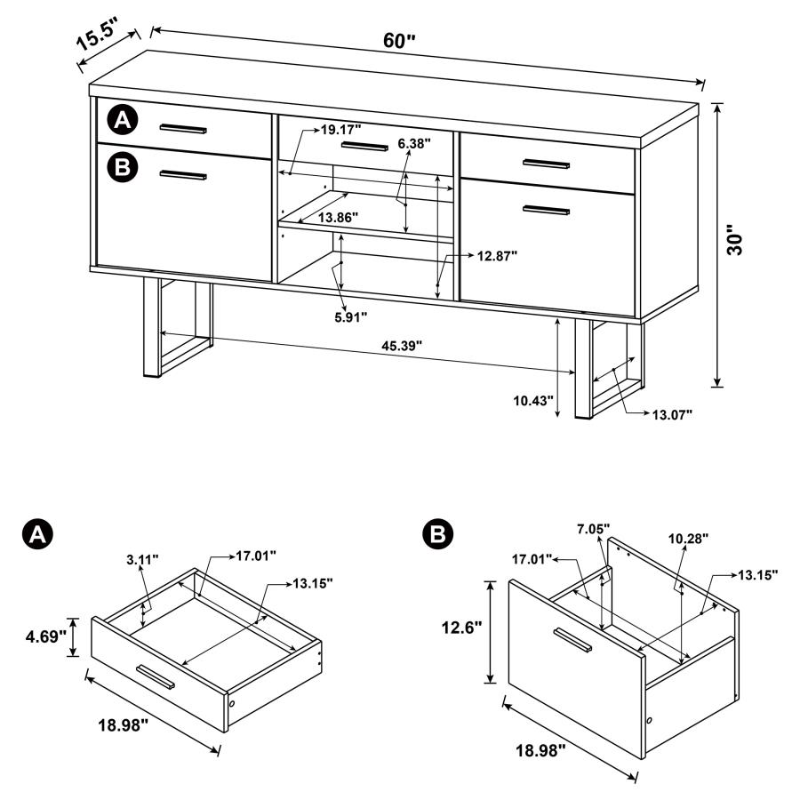 Lawtey 5-Drawer Home Office Storage Credenza Cappuccino – 801522