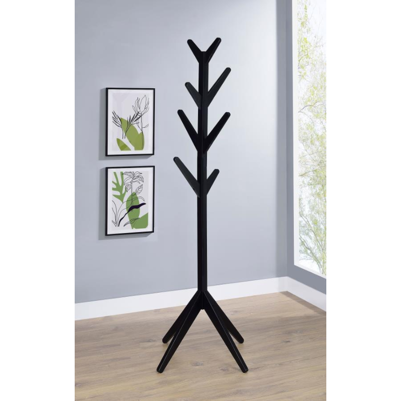 Margaret Collection 8-Hook Solid Wood Coat Rack Black - 983272