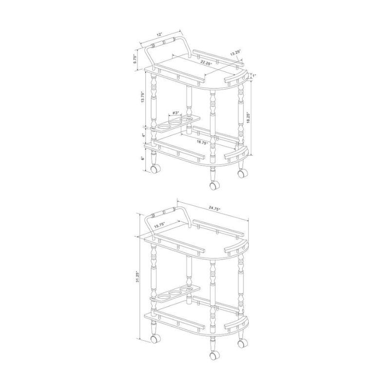 Palmer 2-Tier Rectangular Wood Bar Cart Merlot - 3512