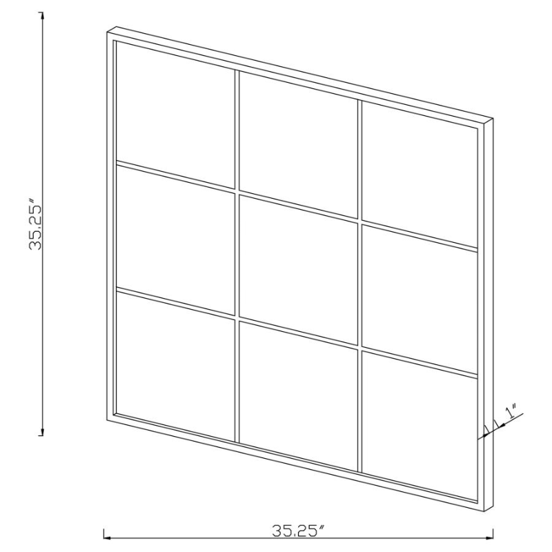 Quetzal 35x35 Inch Square Window Pane Wall Mirror Black - 962894