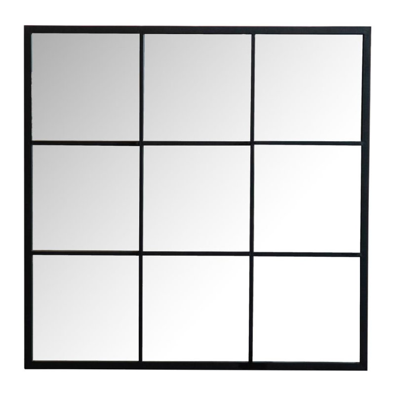 Quetzal 35x35 Inch Square Window Pane Wall Mirror Black - 962894