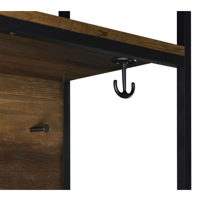 Quincy 2-Door Coat Rack Hall Tree Storage Bench Dark Pine - 980006