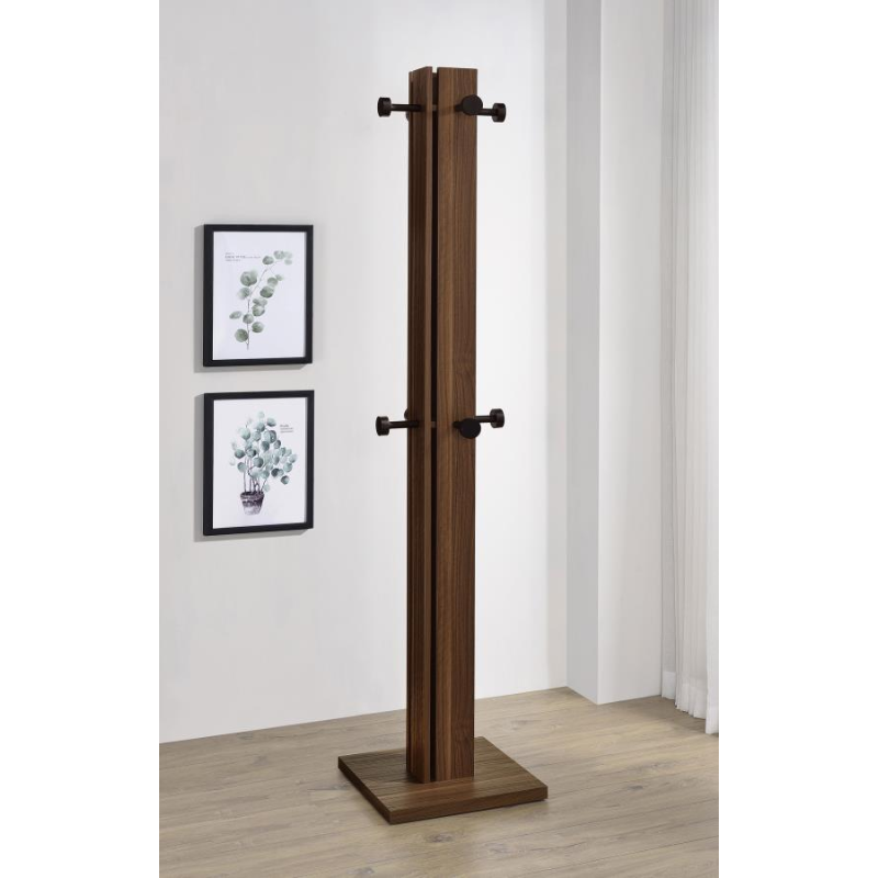 Rikkie Collection 8-Hook Engineered Wood Coat Rack Walnut - 983281