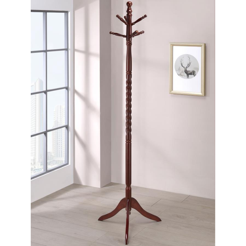 Riona Collection 6-Hook Freestanding Wood Coat Rack Merlot - 3058