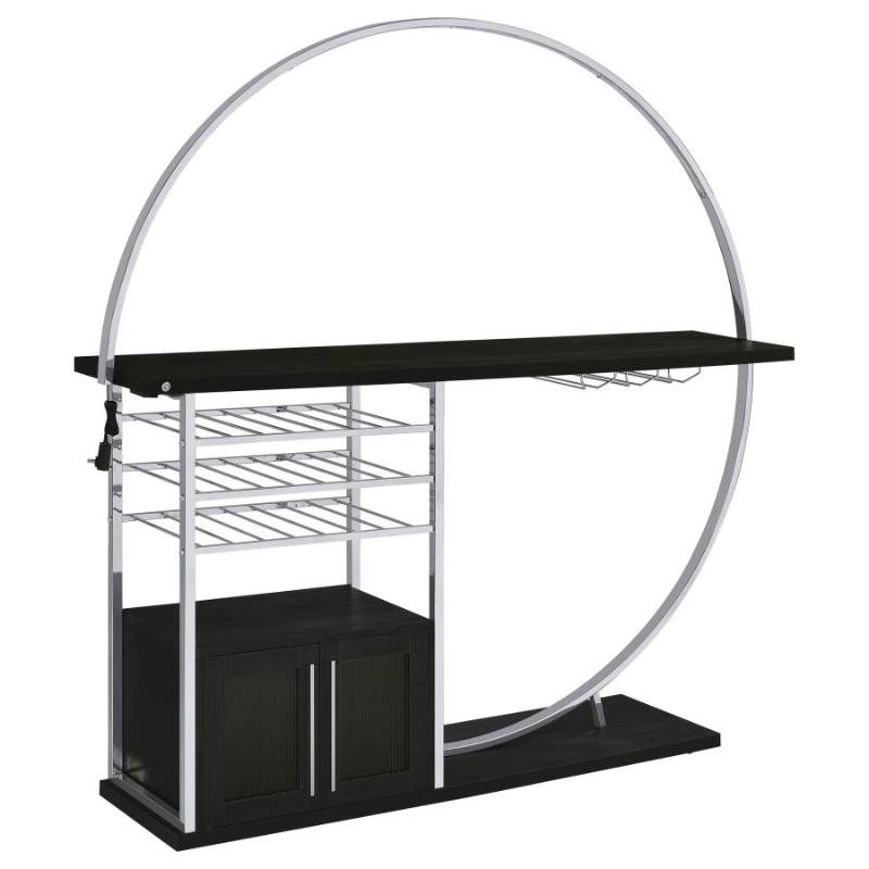 Risley 2-door Circular LED Wine Cabinet Dark Charcoal – 182799