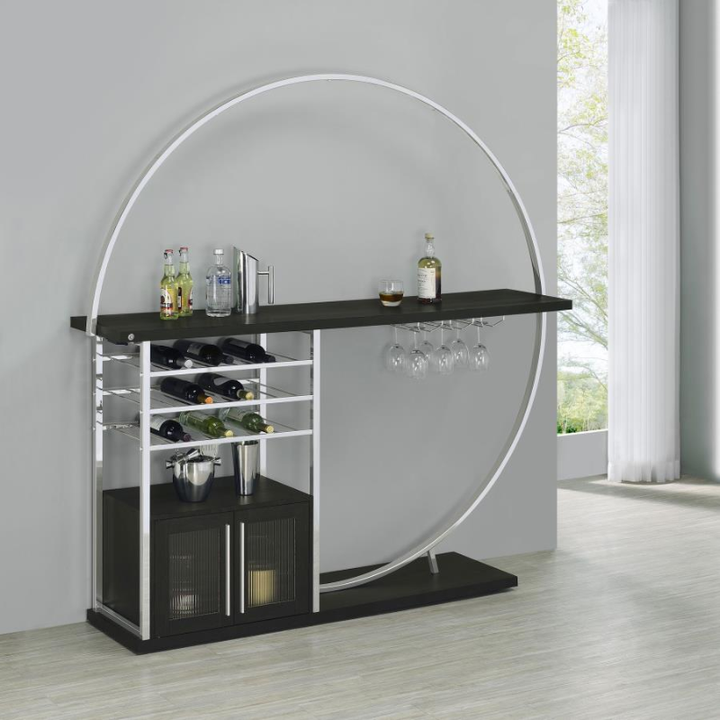 Risley 2-door Circular LED Wine Cabinet Dark Charcoal – 182799