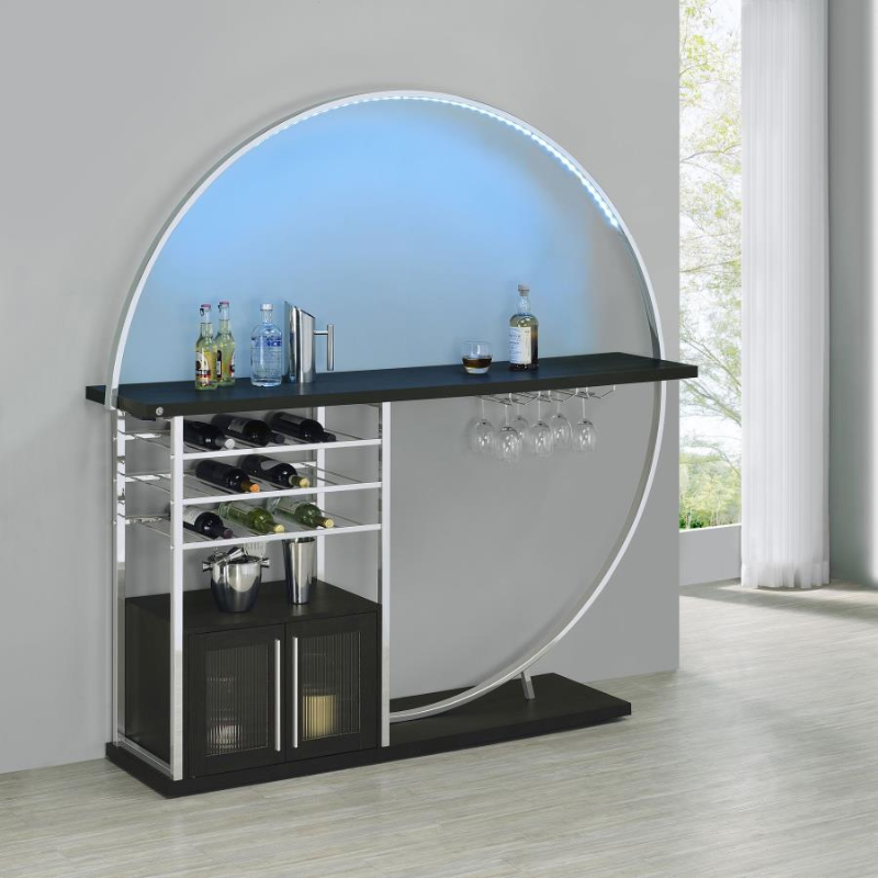 Risley 2-door Circular LED Wine Cabinet Dark Charcoal – 182799