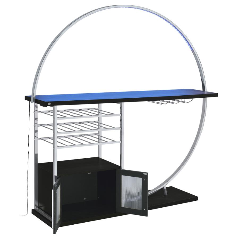 Risley 2-door Circular LED Wine Cabinet Dark Charcoal – 182799