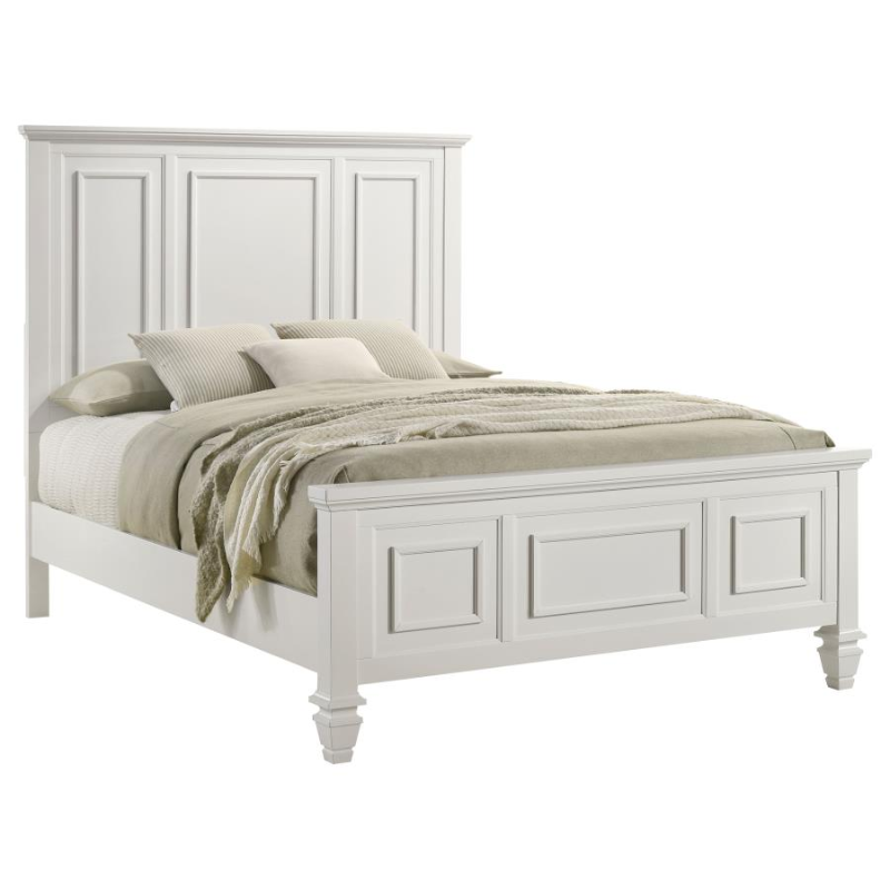 Sandy Beach Wood Queen Panel Bed Cream White 201301Q
