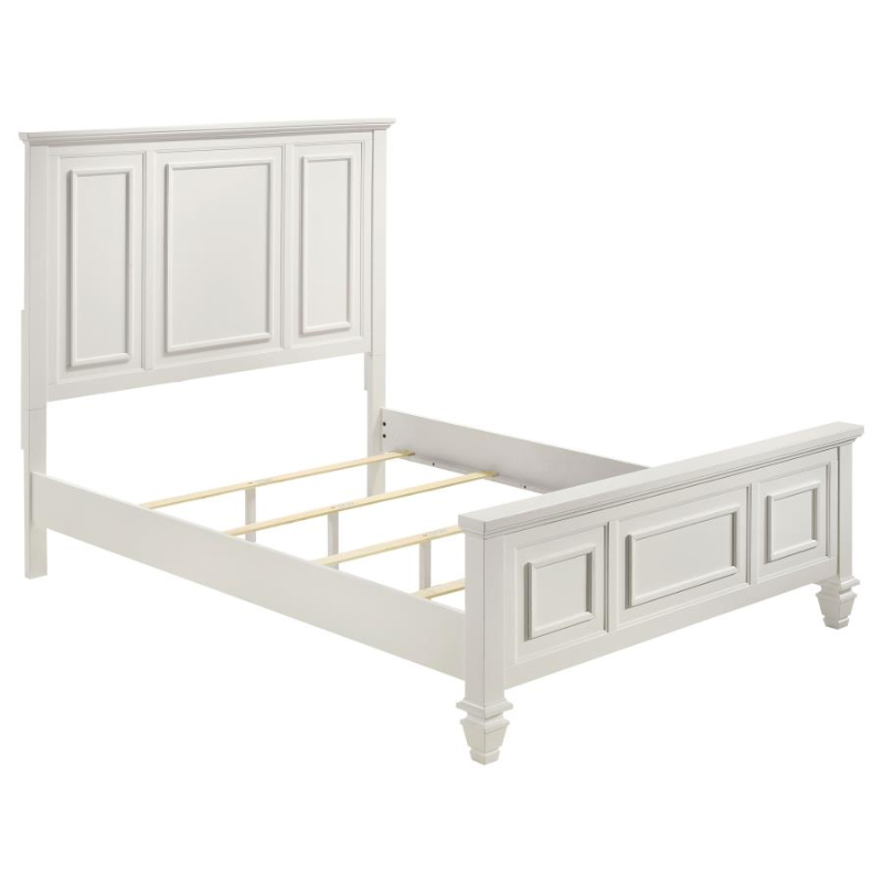 Sandy Beach Wood Queen Panel Bed Cream White 201301Q