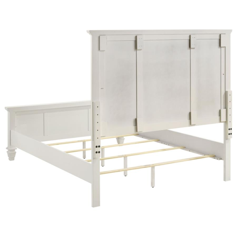 Sandy Beach Wood Queen Panel Bed Cream White 201301Q