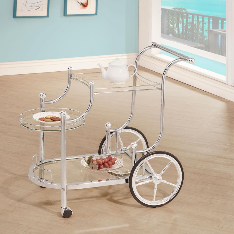 Sarandon 3-Tier Glass Shelf Metal Bar Cart Chrome - 910076