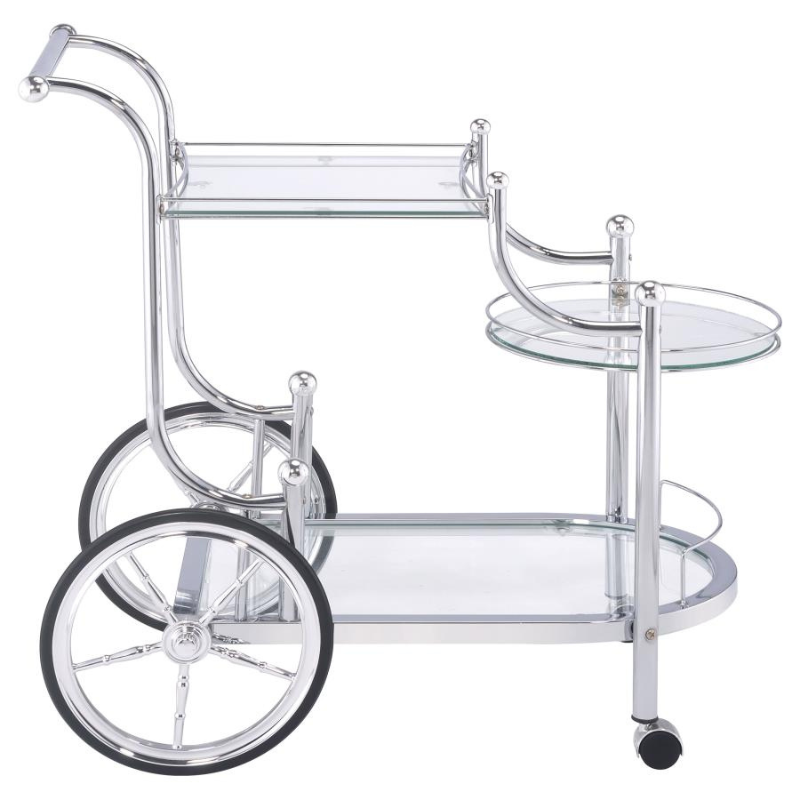 Sarandon 3-Tier Glass Shelf Metal Bar Cart Chrome - 910076