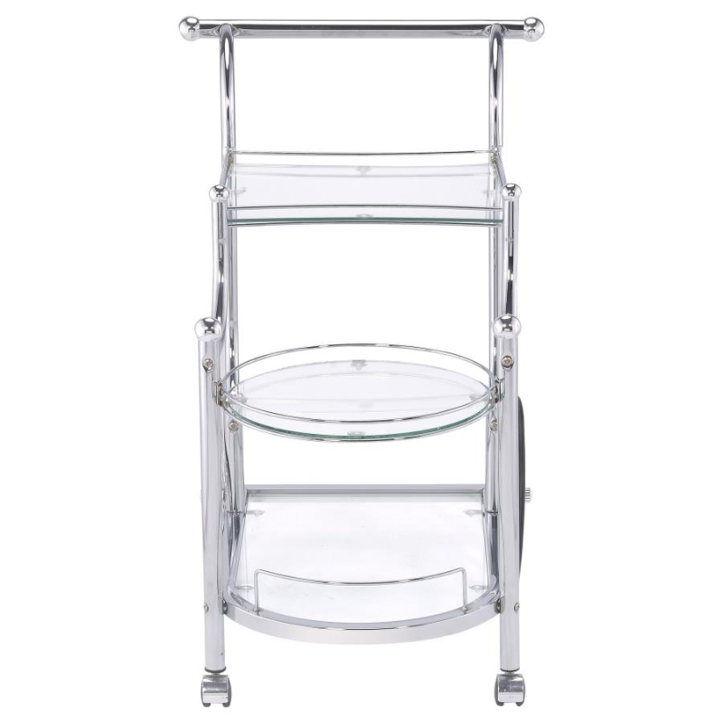 Sarandon 3-Tier Glass Shelf Metal Bar Cart Chrome - 910076