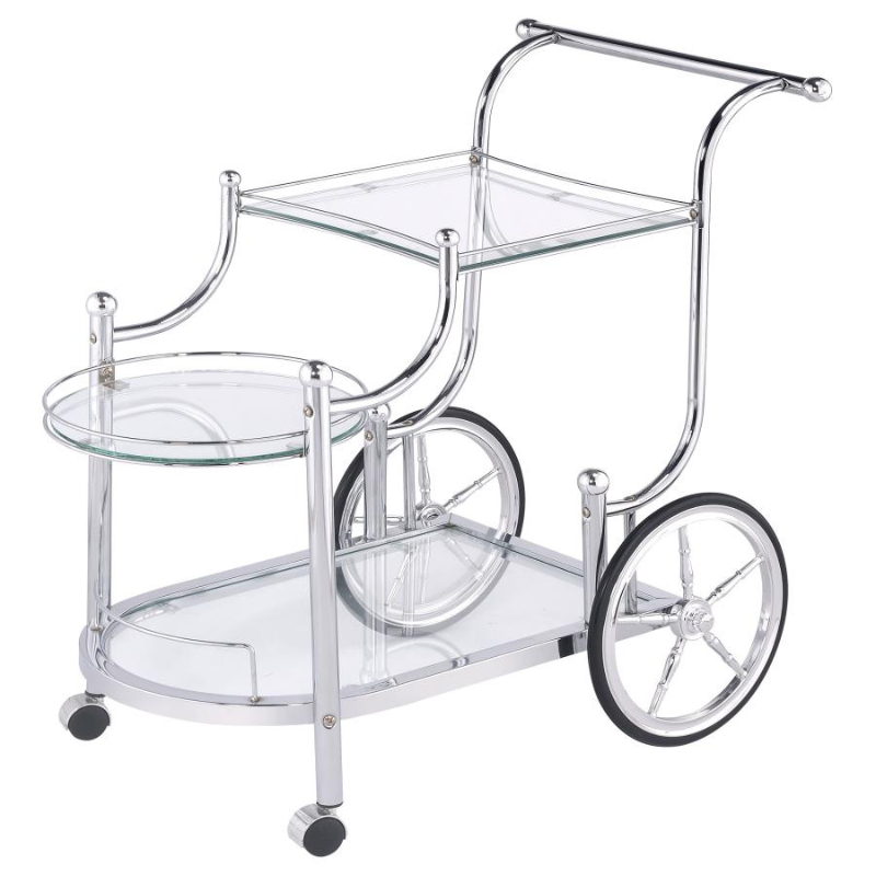 Sarandon 3-Tier Glass Shelf Metal Bar Cart Chrome - 910076