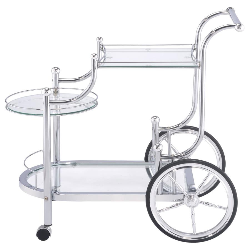 Sarandon 3-Tier Glass Shelf Metal Bar Cart Chrome - 910076
