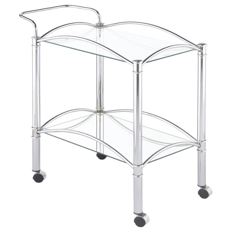 Shadix 2-Tier Rectangular Glass Shelf Metal Bar Cart – 910077