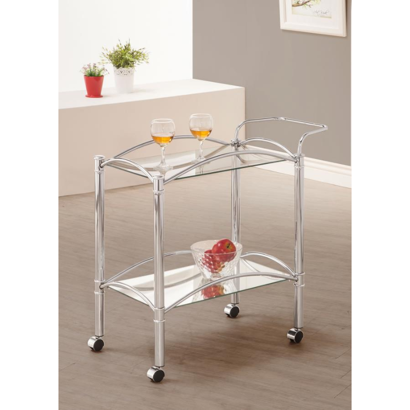 Shadix 2-Tier Rectangular Glass Shelf Metal Bar Cart – 910077