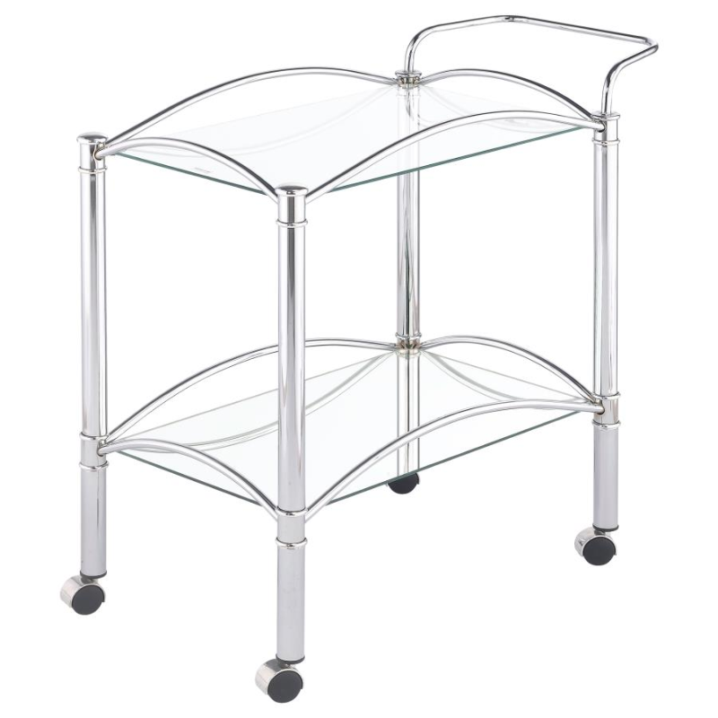 Shadix 2-Tier Rectangular Glass Shelf Metal Bar Cart – 910077