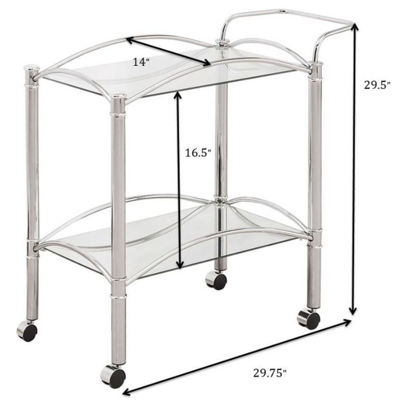 Shadix 2-Tier Rectangular Glass Shelf Metal Bar Cart – 910077
