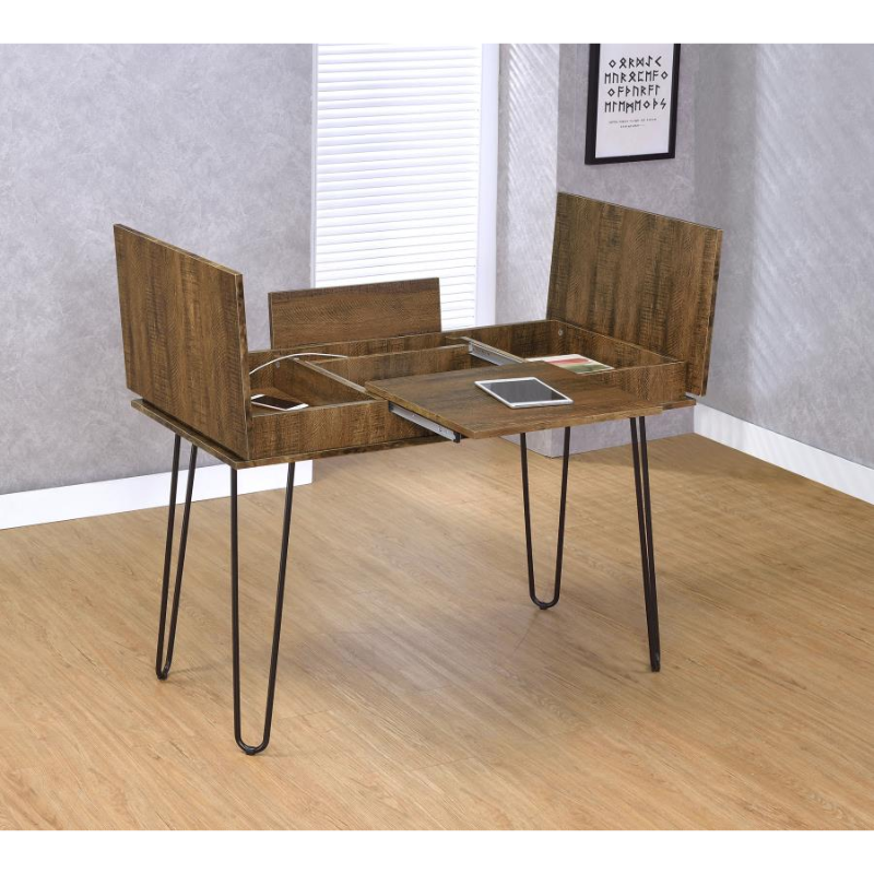 Sheeran 47-inch Writing Desk with Storage Rustic Amber – 802011