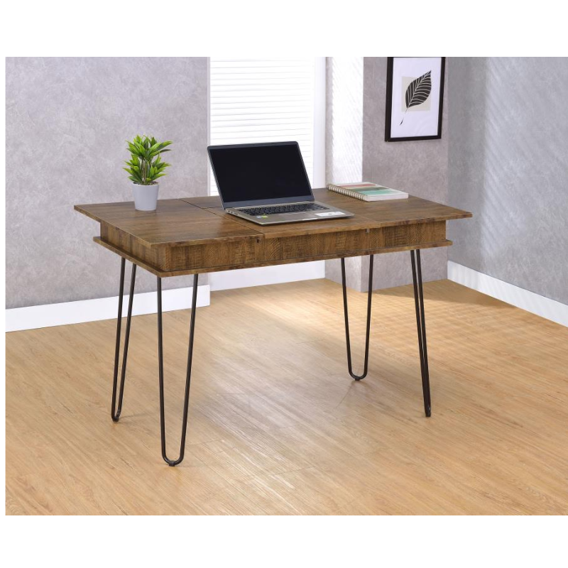 Sheeran 47-inch Writing Desk with Storage Rustic Amber – 802011