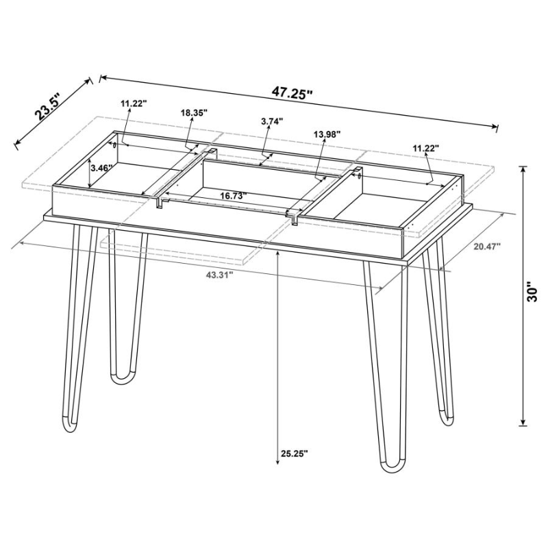 Sheeran 47-inch Writing Desk with Storage Rustic Amber – 802011
