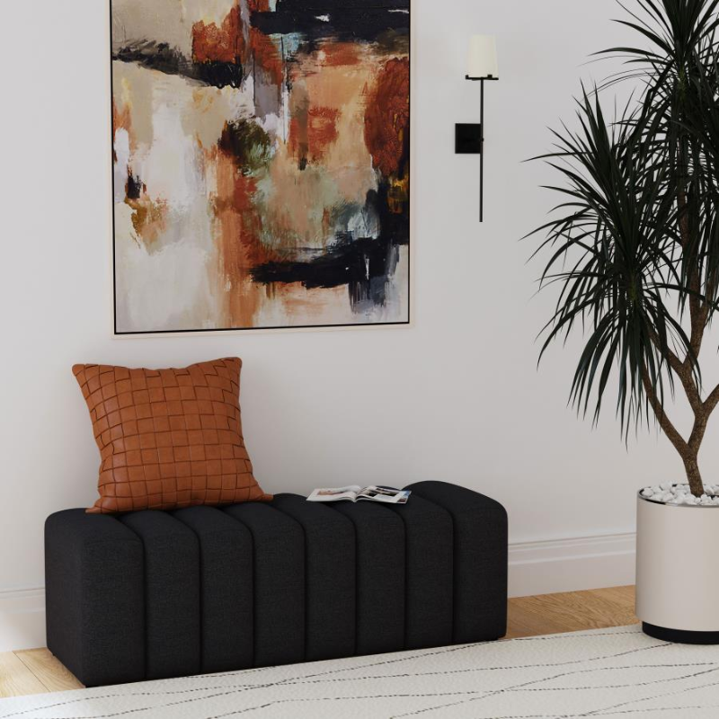 Summer Fabric Upholstered Tufted Accent Bench Charcoal - 910294
