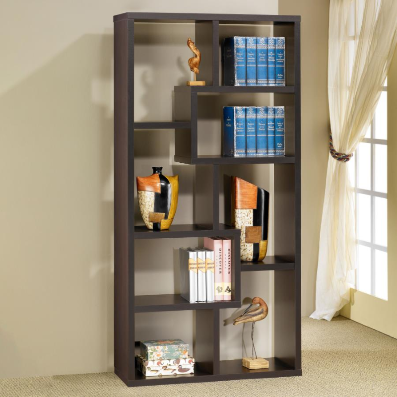 Theo 71-inch 6-Shelf Bookshelf Cappuccino – 800264