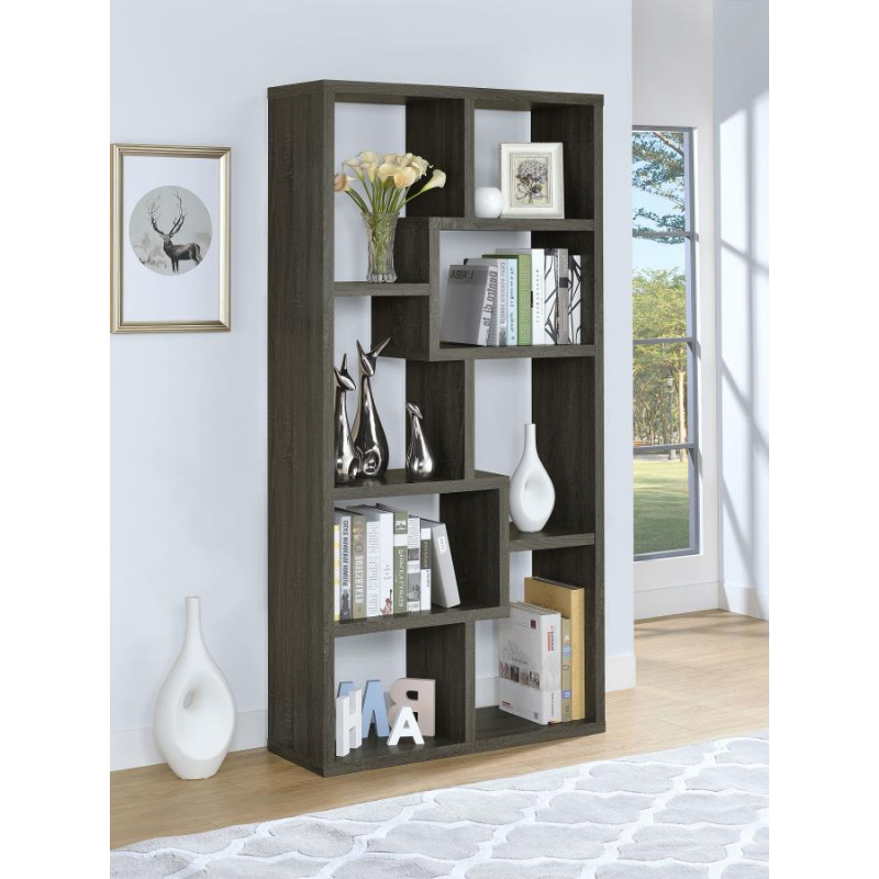 Theo 71-inch 6-Shelf Bookshelf Weathered Grey – 00510