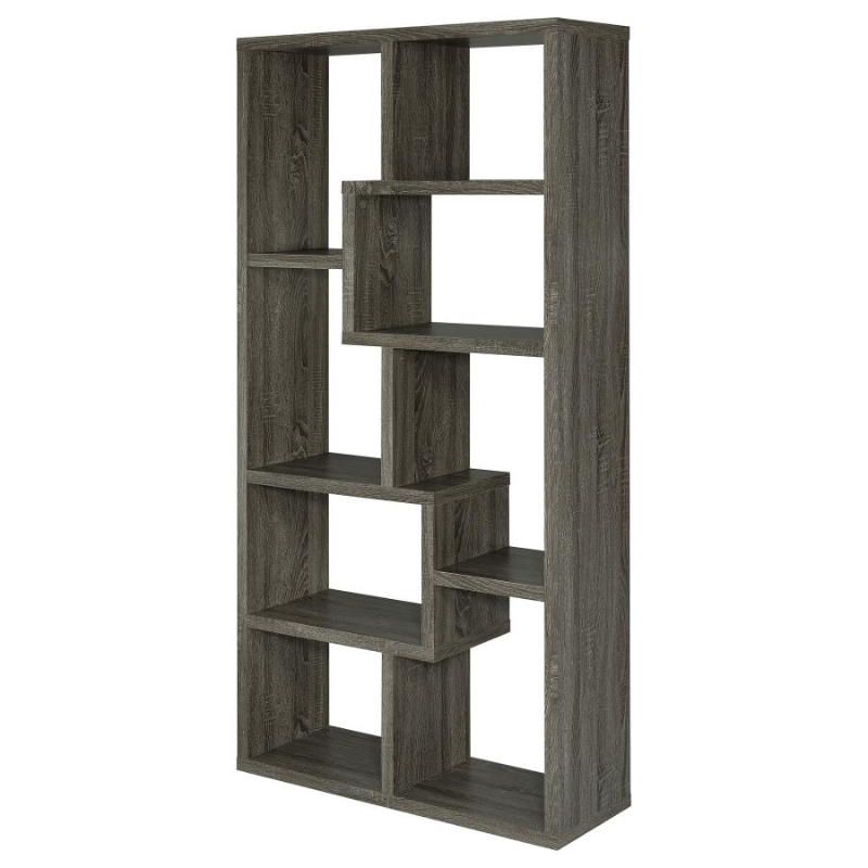 Theo 71-inch 6-Shelf Bookshelf Weathered Grey – 00510