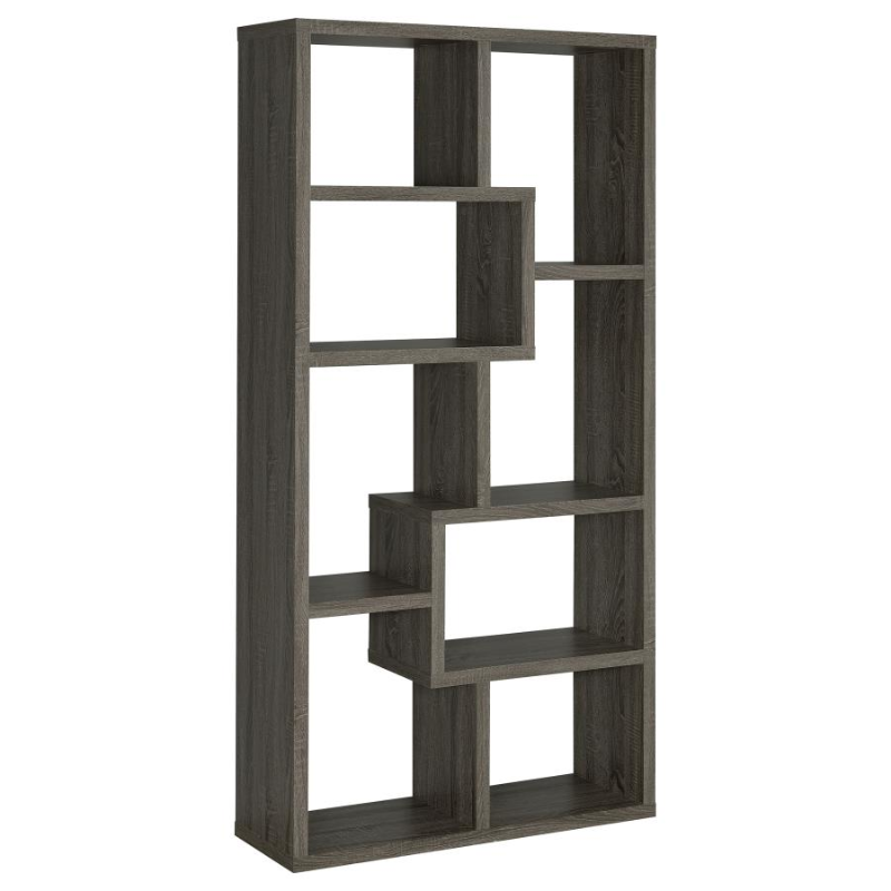 Theo 71-inch 6-Shelf Bookshelf Weathered Grey – 00510