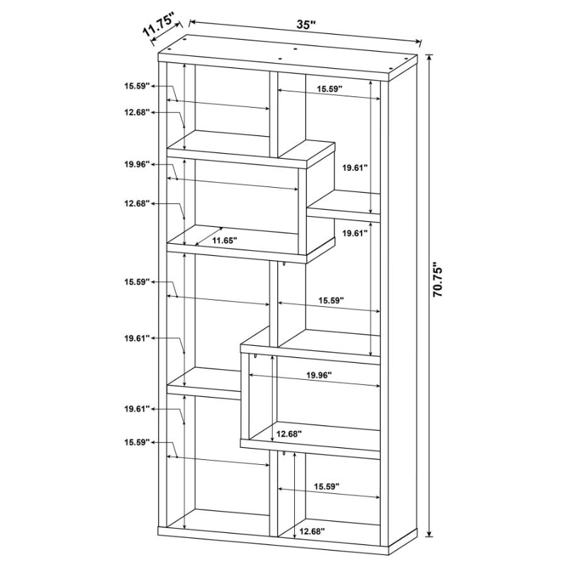 Theo 71-inch 6-Shelf Bookshelf Weathered Grey – 00510