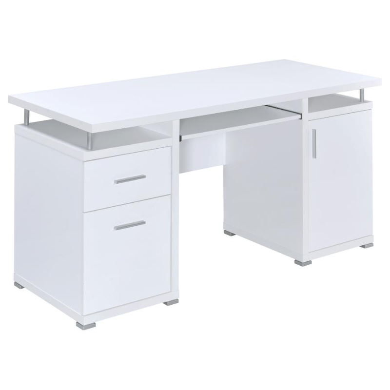 Tracy 55-Inch 2-Drawer Office Computer Desk White 800108