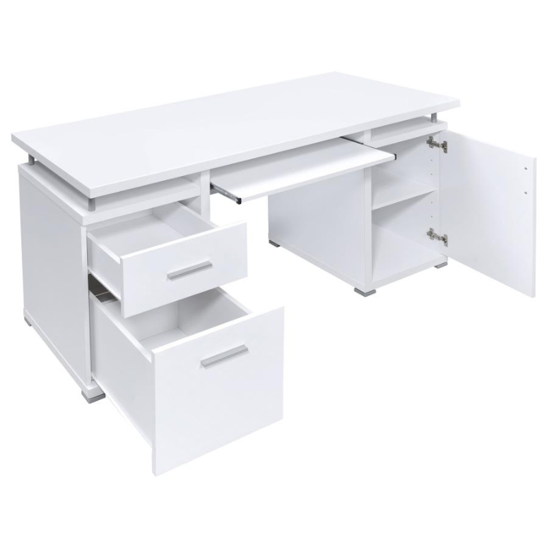 Tracy 55-Inch 2-Drawer Office Computer Desk White 800108