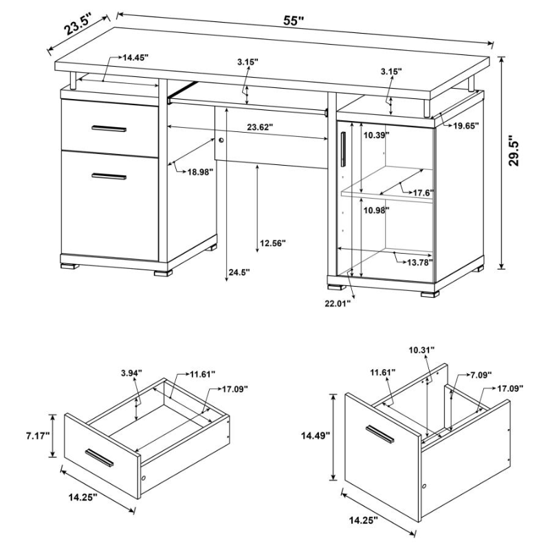Tracy 55-inch 2-Drawer Office Computer Desk Cappuccino – 800107
