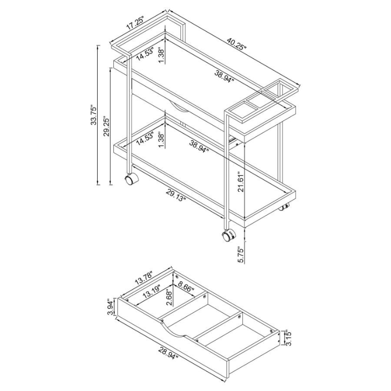 Ventura 1-Drawer Engineered Wood Bar Cart – 181005