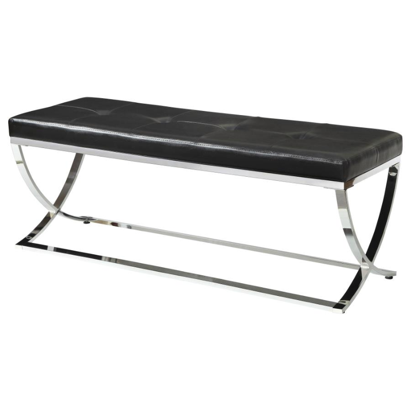 Walton Leatherette Tufted Accent Bench Black - 501156
